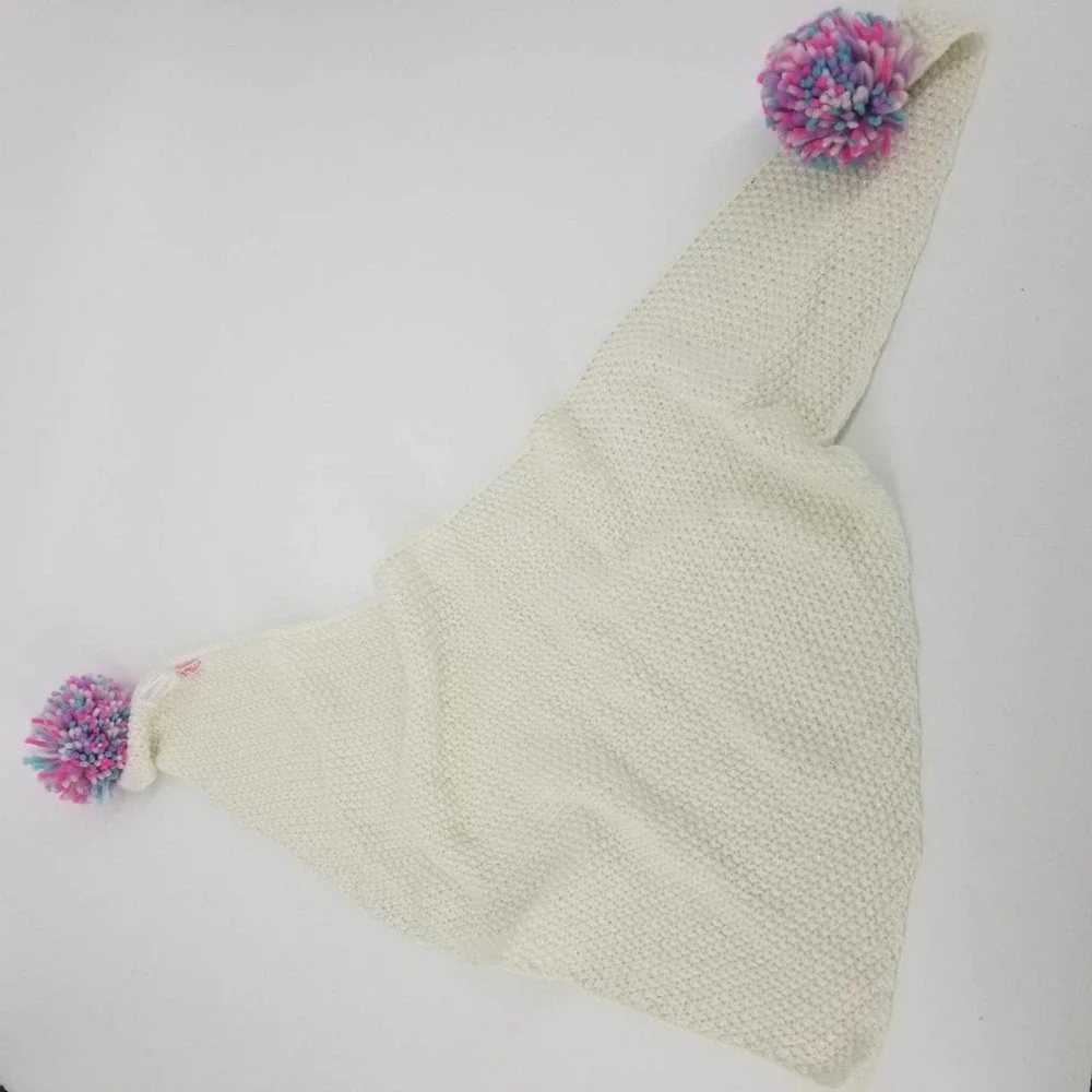Capelli of New York Little Girls Knit Scarf and Hat Set Pom-Pom Accents Ivory - Picture 5 of 7